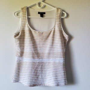 White House Black Market (Medium White top and cream strips)